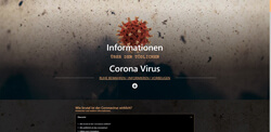 Kleine Ansicht der Startseite Der Corona Virus Website